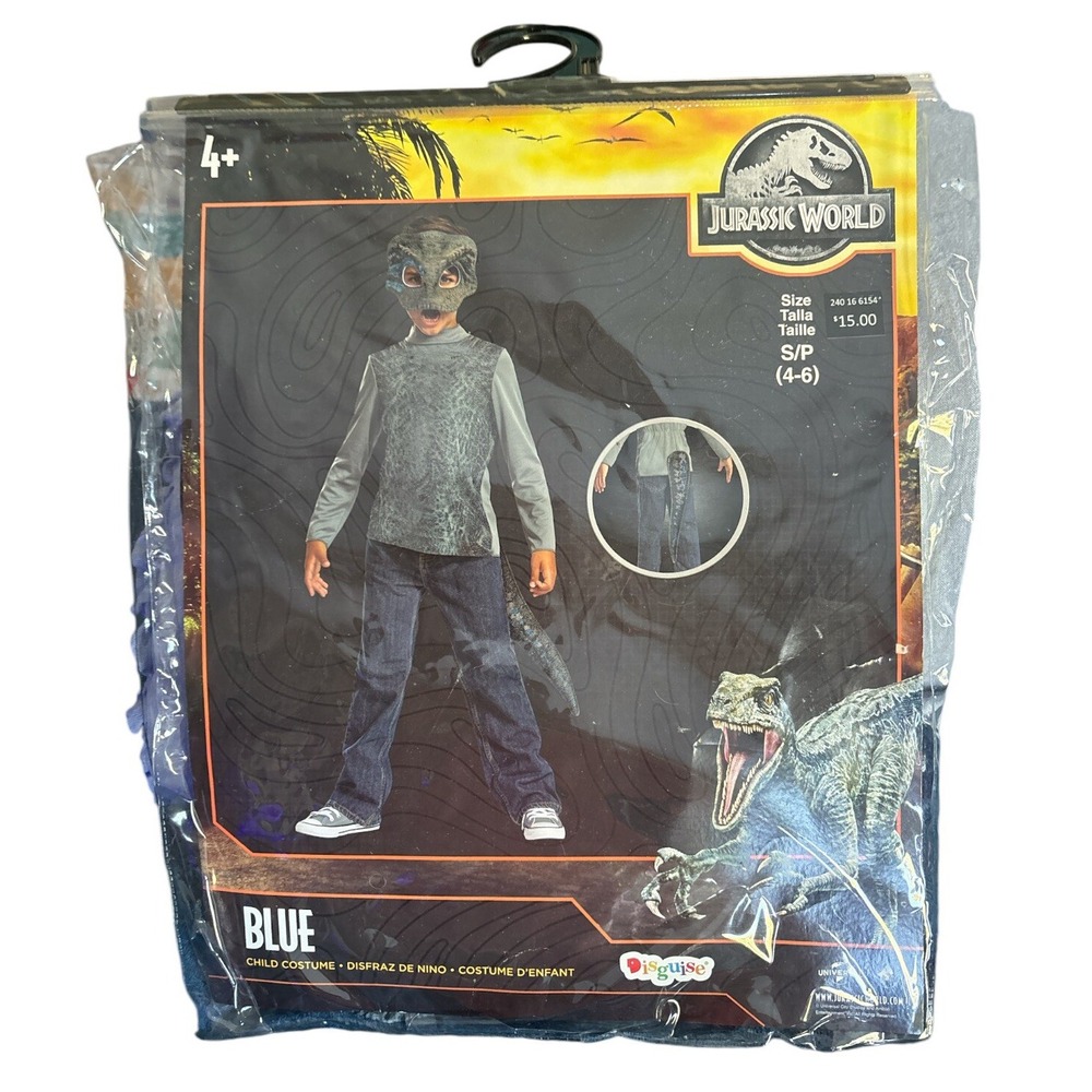 Disguise Jurassic World Blue Halloween Costume Boy's Size S (4-6) New‎ Complete